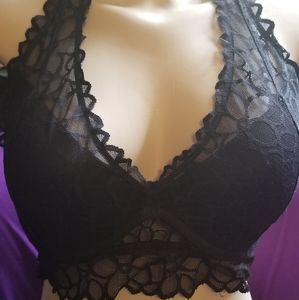 PINK Black Lace Halter Bra